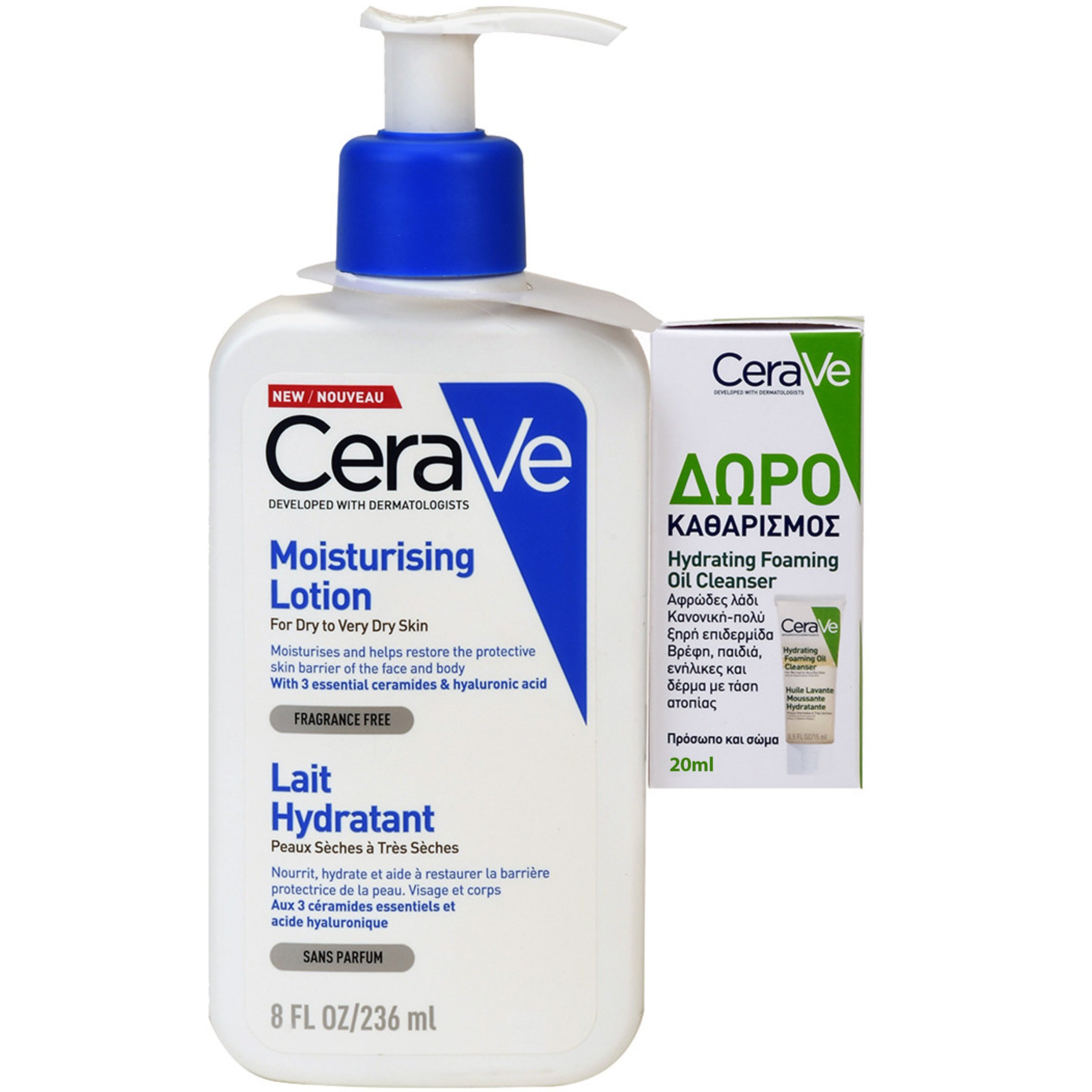 Cerave CeraVe Promo Moisturising Face & Body Lotion for Dry to Very Dry Skin 236ml & Δώρο Hydrating Foaming Oil Cleanser 20ml