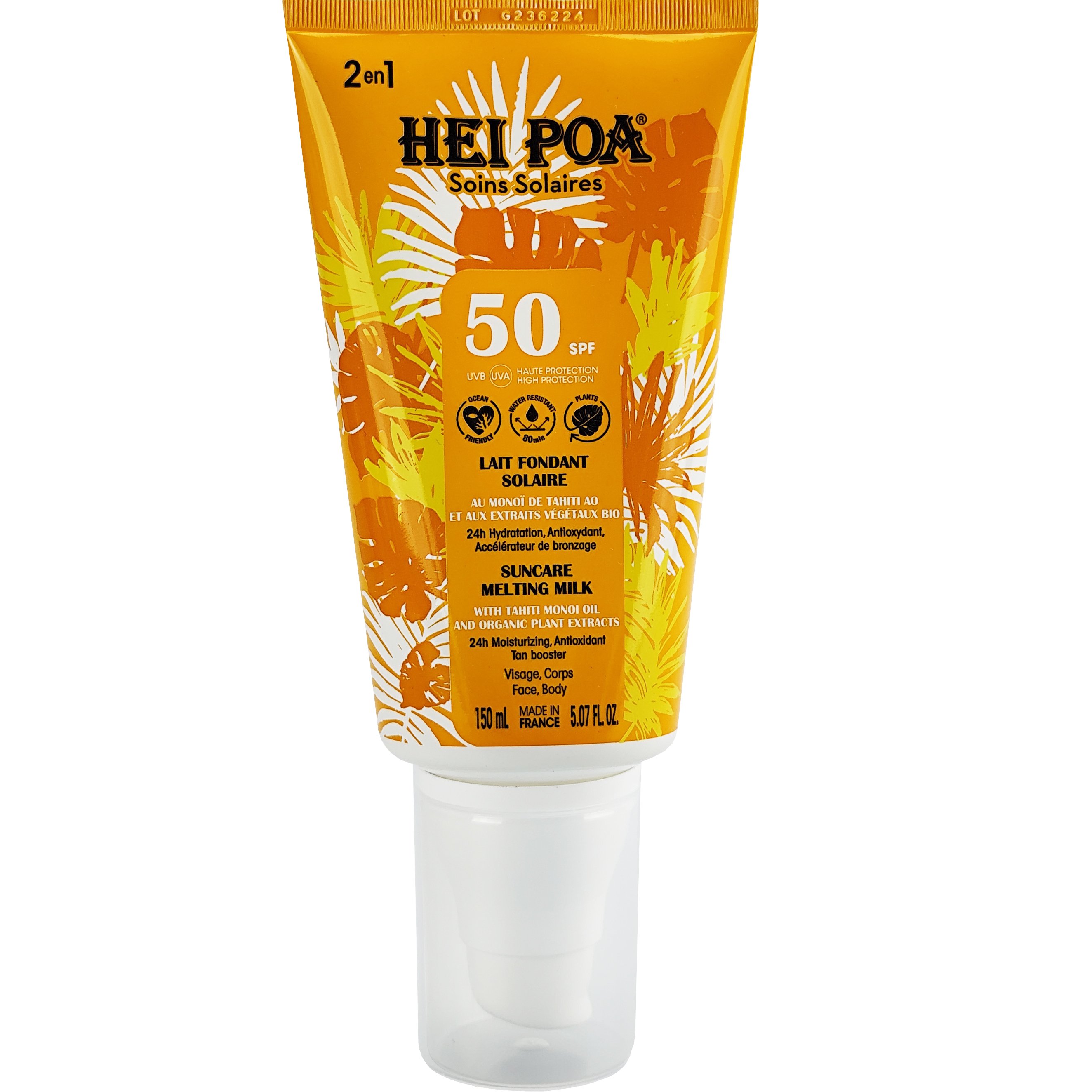 Hei Poa Hei Poa Suncare Melting Milk for Face & Body Spf50 Αντηλιακό Γαλάκτωμα Προσώπου - Σώματος για Υψηλή Αντηλιακή Προστασία, Λαμπερό Μαύρισμα & Άρωμα Monoi 150ml