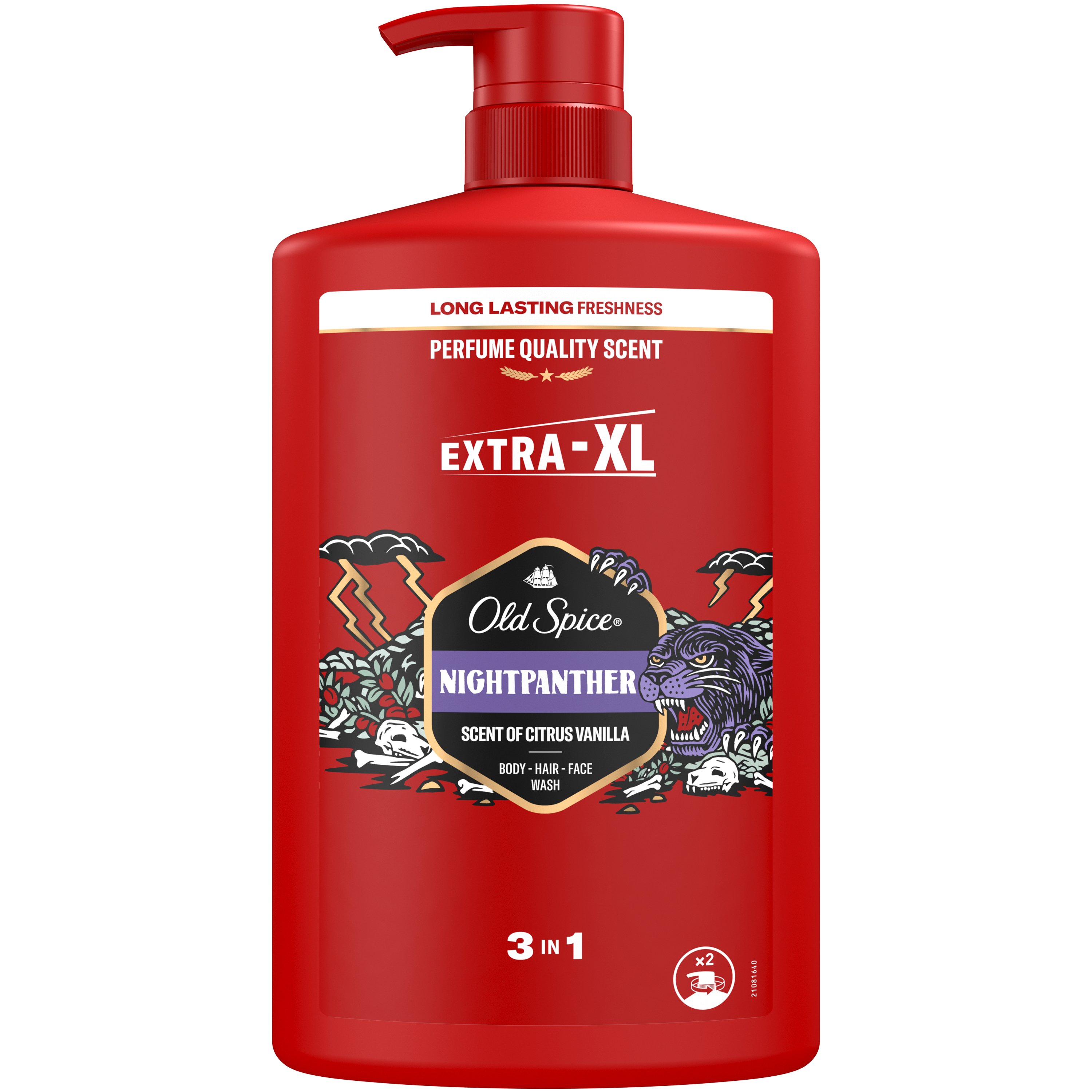 Old Spice Old Spice Nightpanther 3 in 1 Shower Gel & Shampoo Ανδρικό Αφρόλουτρο - Σαμπουάν με Άρωμα Μεγάλης Διάρκειας από Μαύρη Σοκολάτα, Πικάντικο Κίτρο & Βανίλια, με Αντλία​​​​​​​ 1L