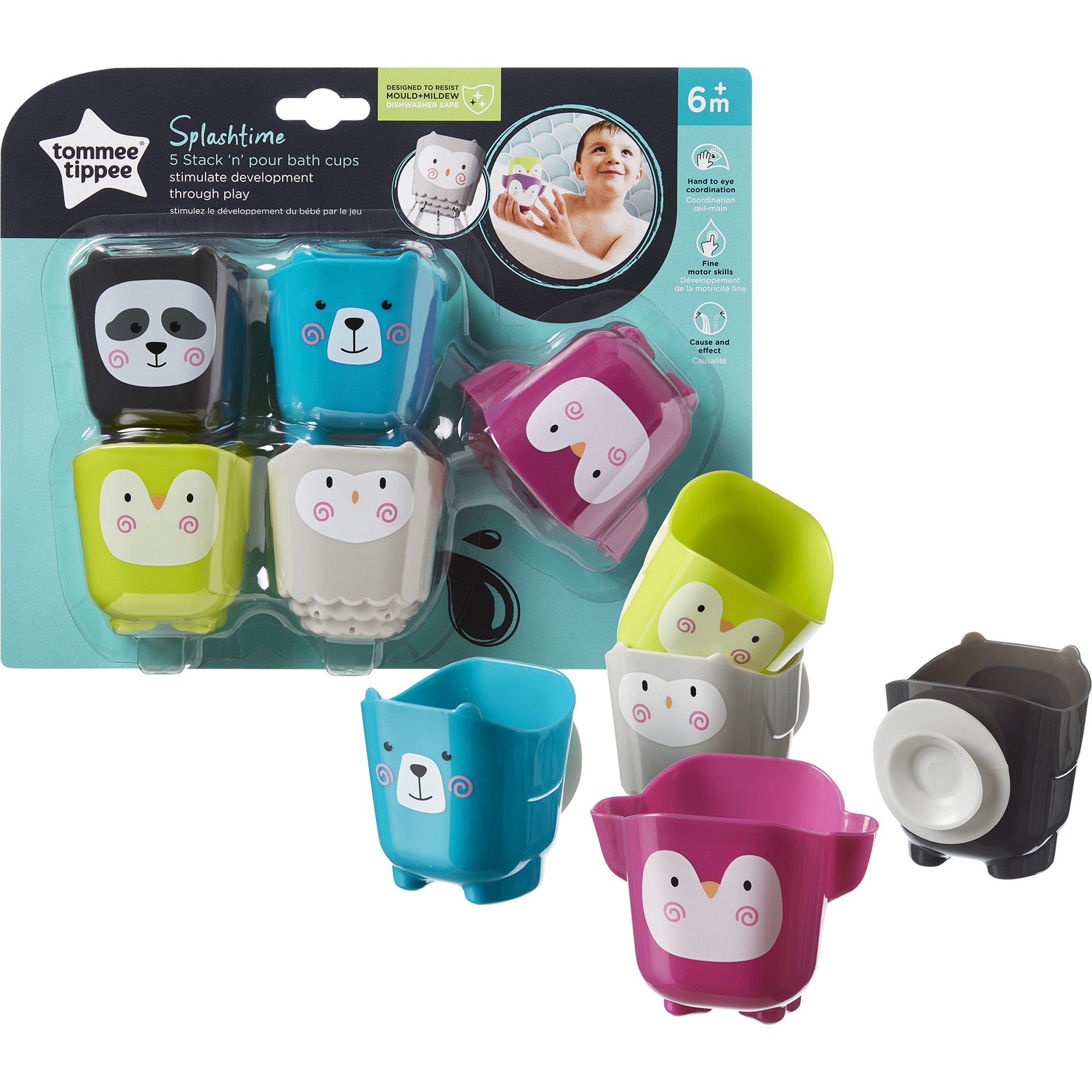 Tommee Tippee Tommee Tippee Splashtime Stack n Pour Bath Cups Κωδ 491013 Παιχνίδια Μπάνιου Ποτιστηράκια 6m+, 1 Τεμάχιο