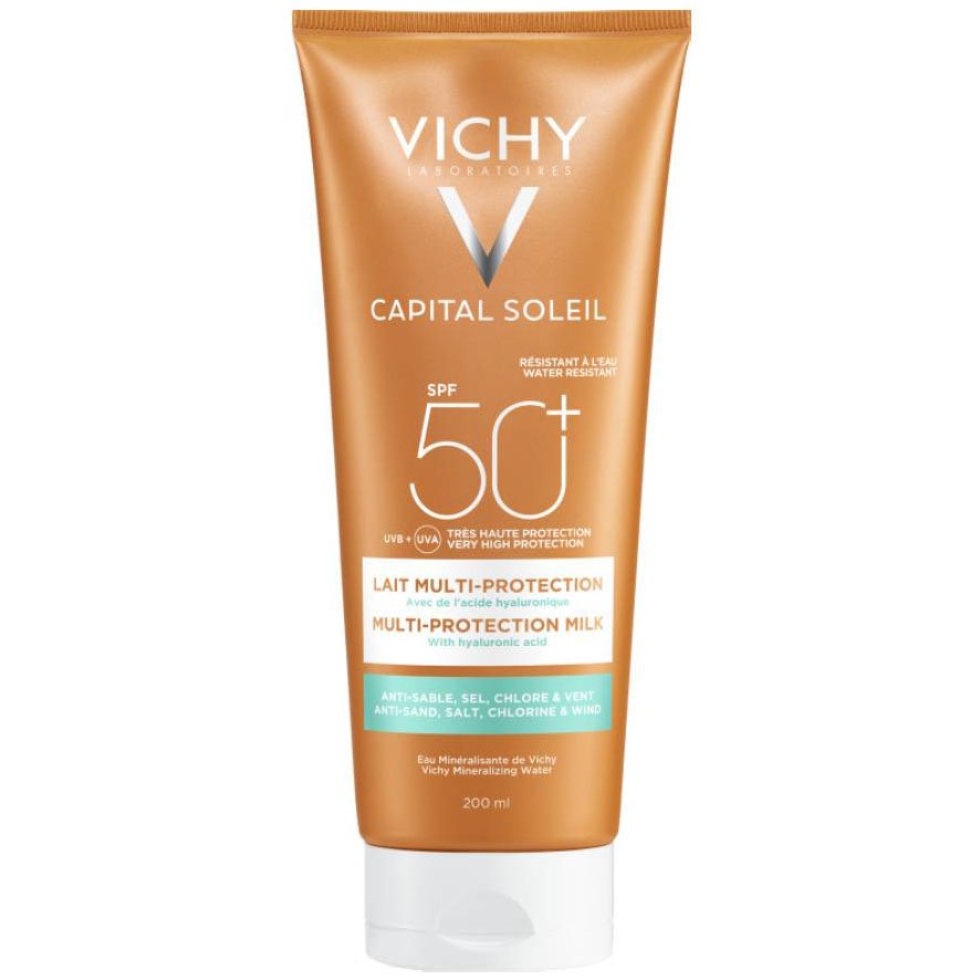 Vichy Capital Soleil Beach Protect Multi-Protection Milk Spf50+ Αντηλιακό Γαλάκτωμα Προσώπου Σώματος Πολλαπλής Προστασίας 200ml