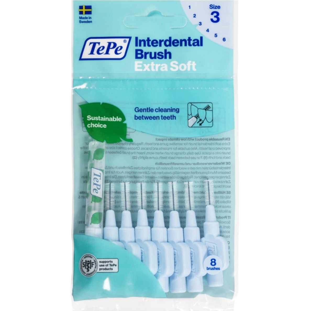 Tepe TePe Interdental Brush Extra Soft Μεσοδόντια Βουρτσάκια με Μαλακές Ίνες για Ευαίσθητα Δόντια & Ούλα 8 Τεμάχια - Size 3 (0.6mm)