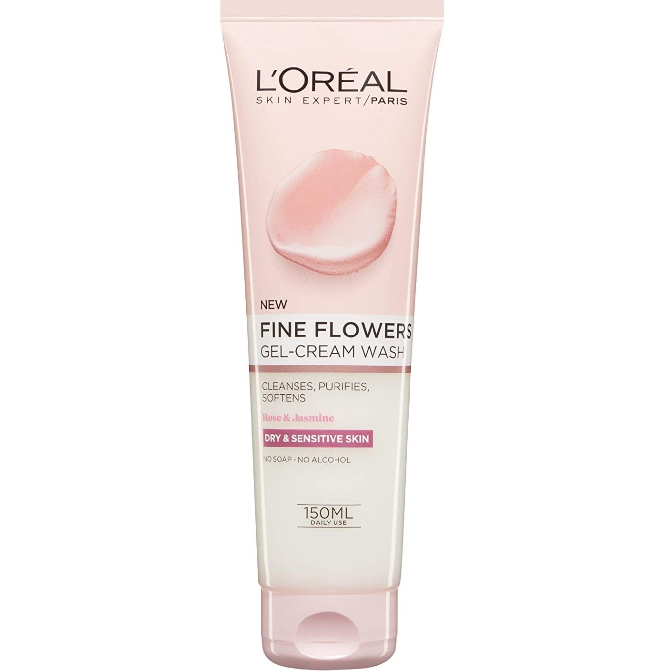 Loreal Paris L'Oreal  Paris Fine Flowers Gel-Cream Wash Gel-Κρέμα για Καθαρισμό & Ντεμακιγιάζ Προσώπου, Κατάλληλο για Ξηρή - Ευαίσθητη Επιδερμίδα 150ml
