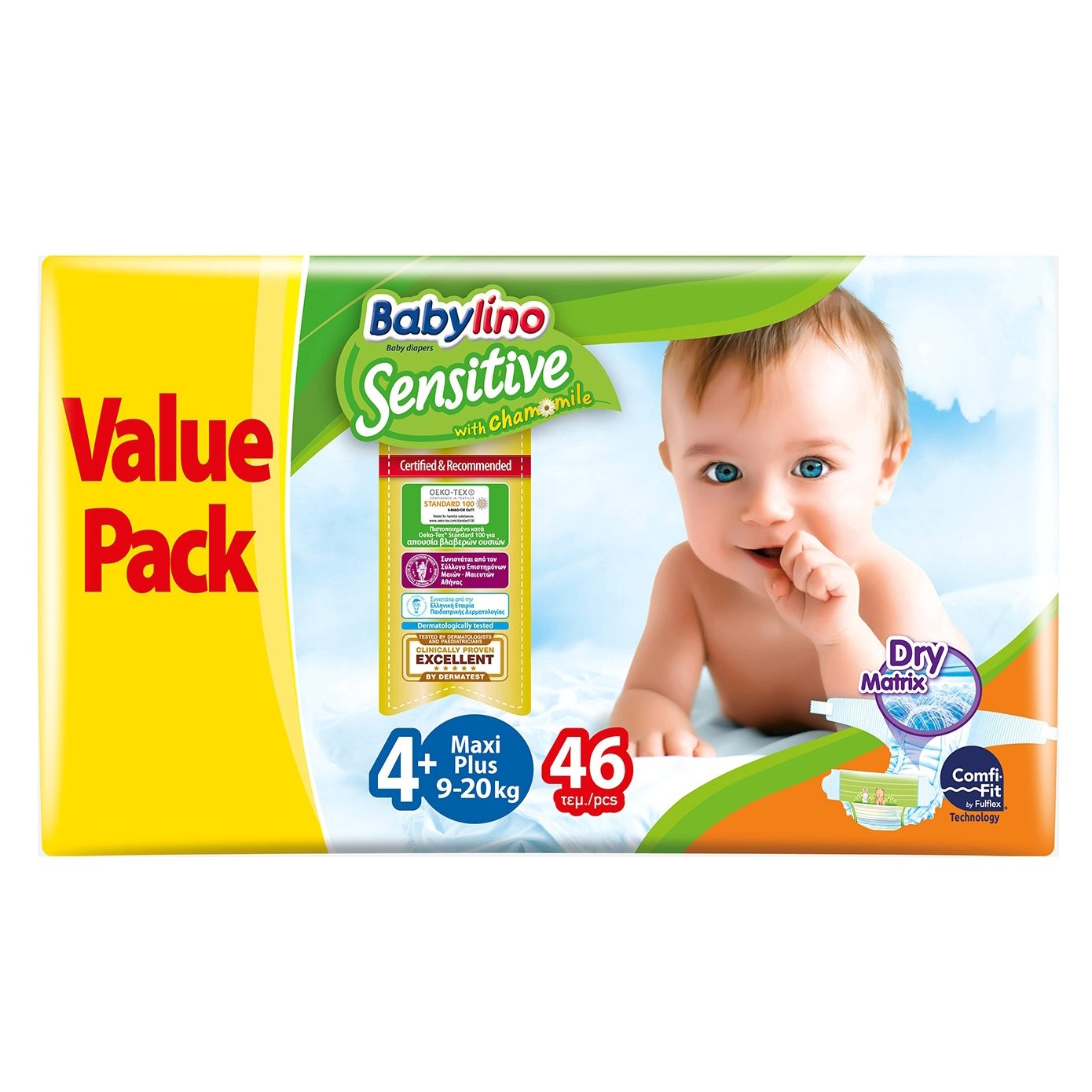 Babylino Sensitive Value Pack Maxi Plus Νο4+ (9-20kg) Βρεφικές Πάνες 46 τεμάχια