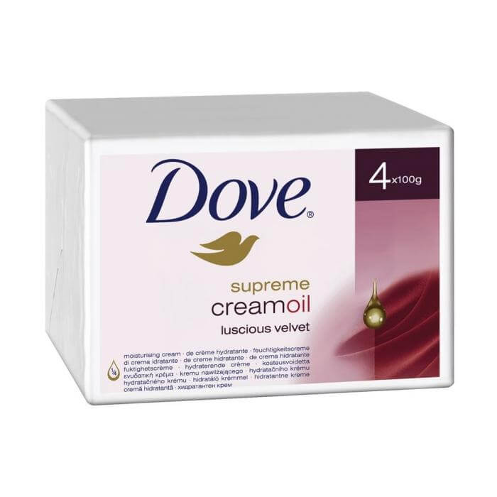 Dove Beauty Bar Supreme Cream Oil Fine Silk Soap Για Μεταξένια Επιδερμίδα 4x100gr