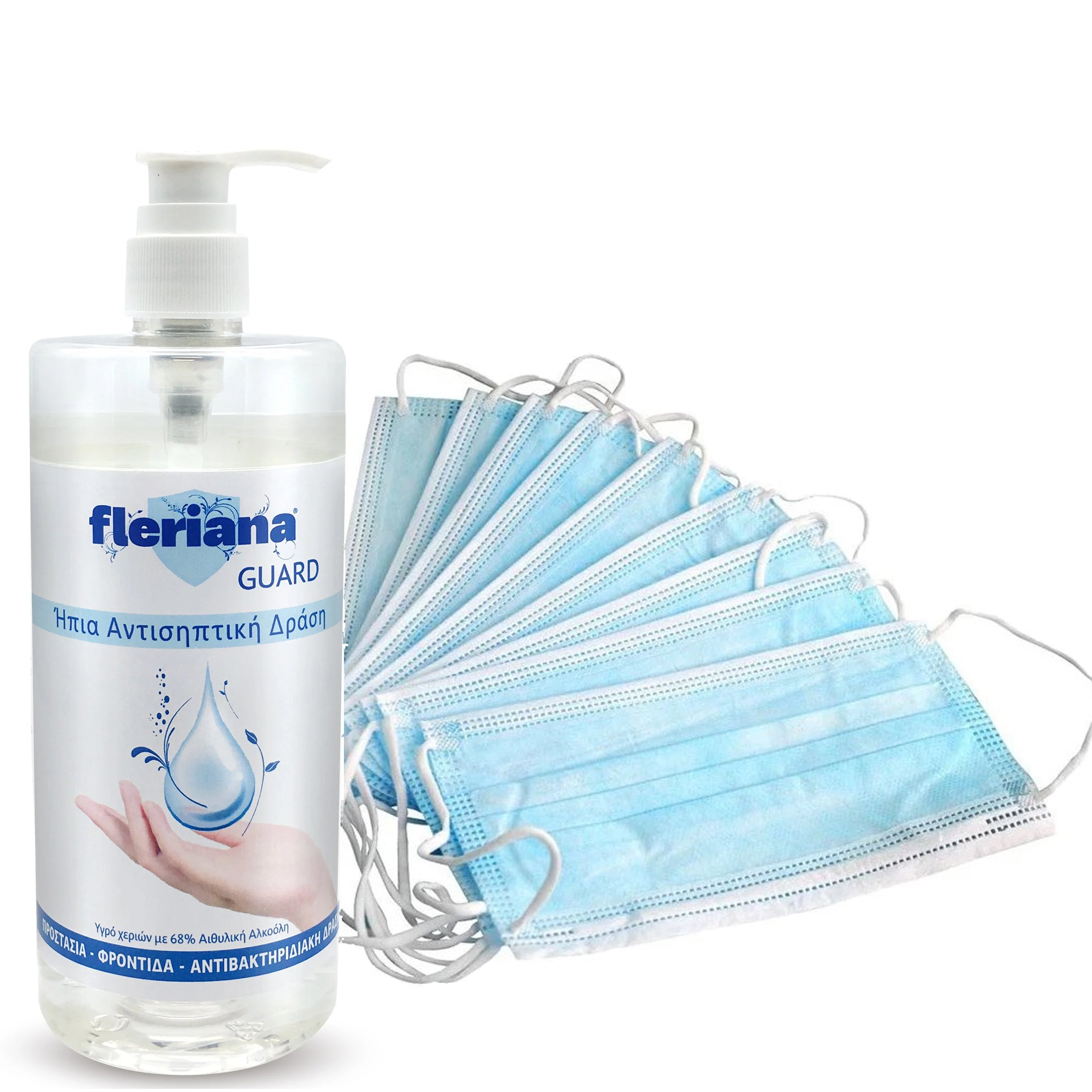 Power Health Πακέτο Αντισηπτικής Προσφοράς Fleriana Guard 500ml & Χειρουργικές Μάσκες Προσώπου 3ply 50 Τεμάχια