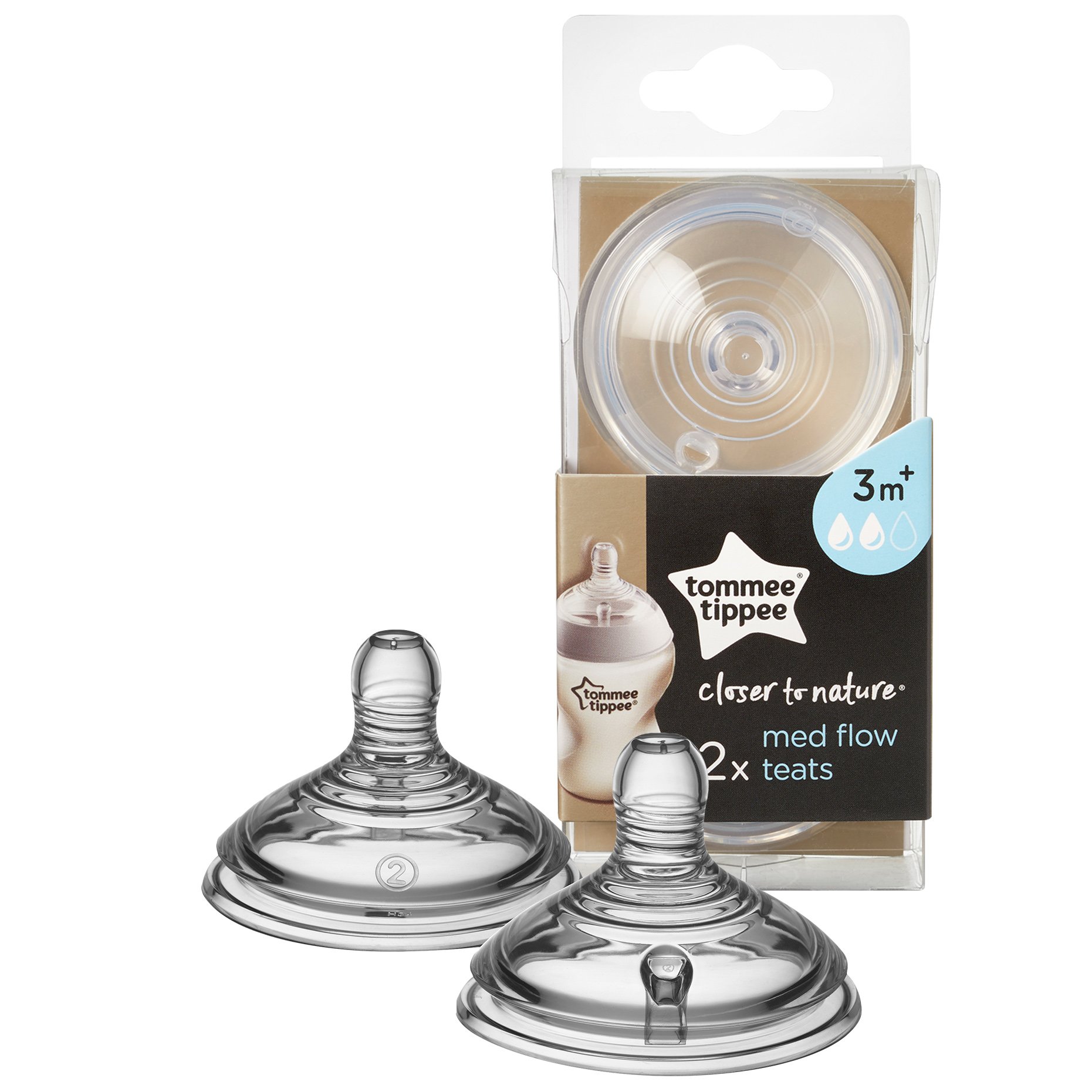 Tommee Tippee Closer to Nature Medium Flow Teats Κωδ 42112251 Θηλές Σιλικόνης Μέτριας Ροής από 3 Μηνών 2 Τεμάχια