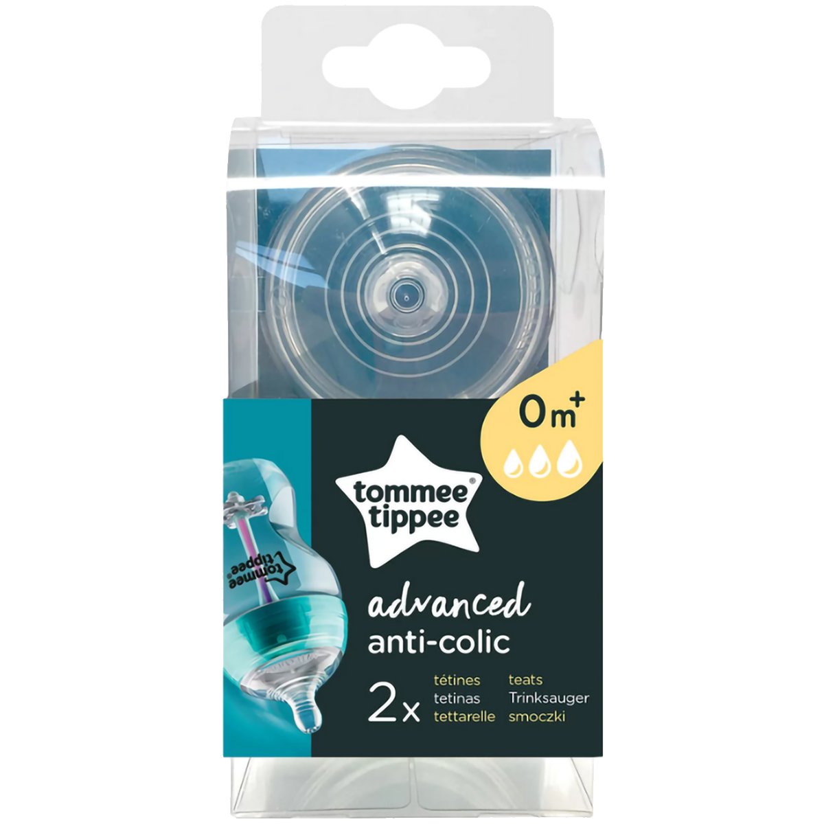Tommee Tippee Advanced Anti-Colic Slow Flow Teats 0m+ Κωδ 42122651 Θηλή Σιλικόνης Αργής Ροής Κατά των Κολικών, από τη Γέννηση 2 Τεμάχια