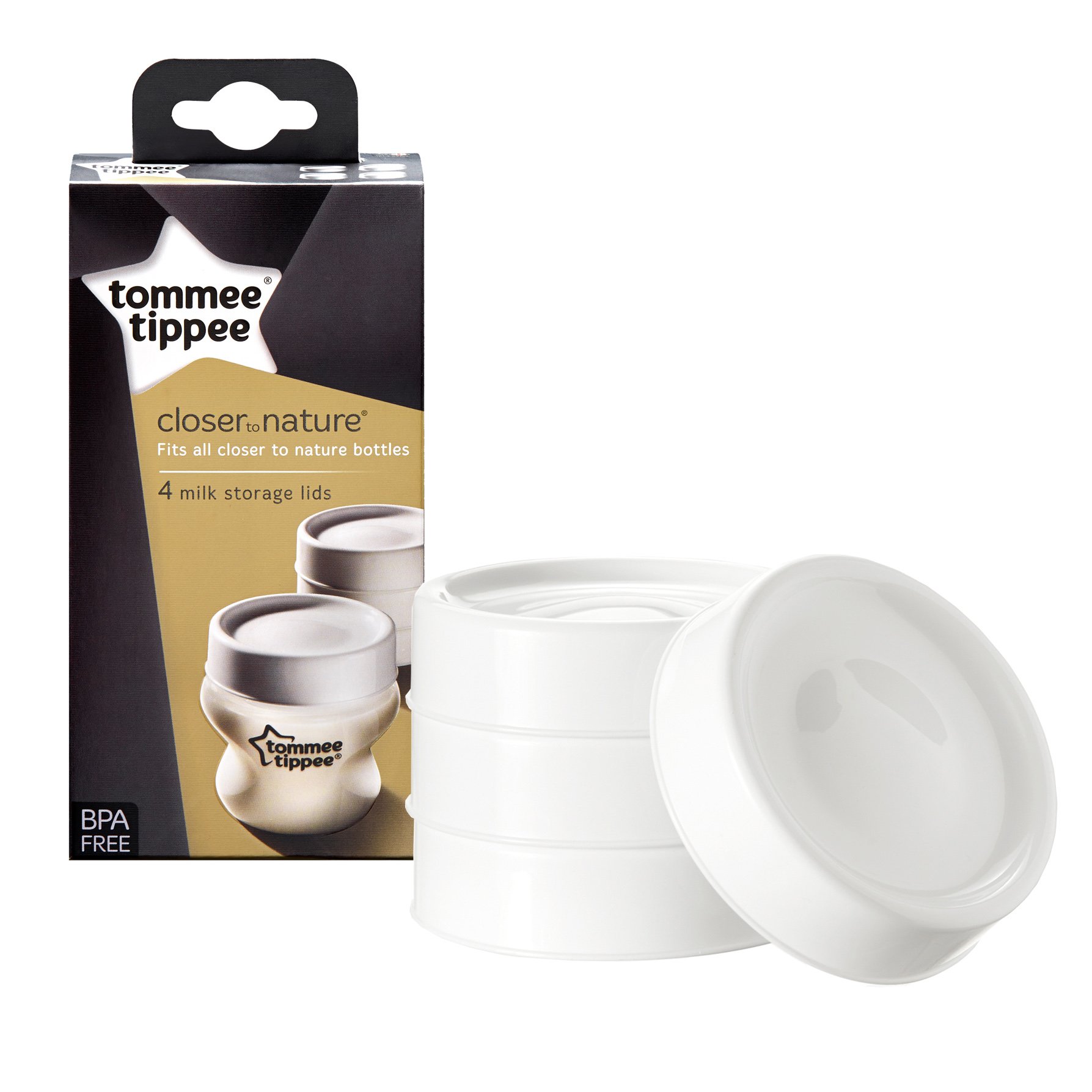 Tommee Tippee Tommee Tippee Closer to Nature Milk Storage Lids Κωδ 43136141 Καπάκια Μπιμπερό για Αποθήκευση Γάλακτος 4 Τεμάχια