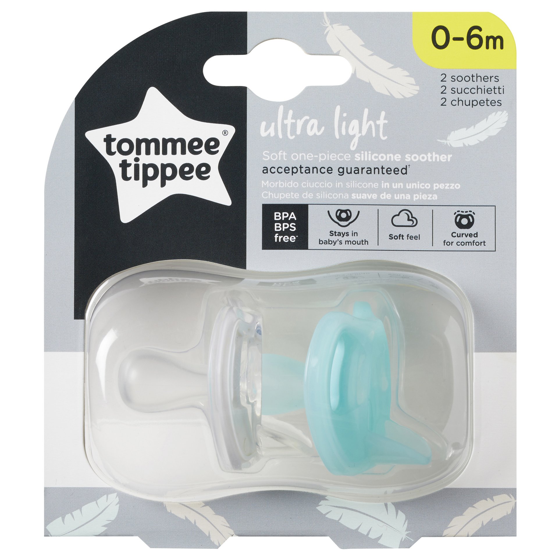 Tommee Tippee Ultra Light Silicone Soother Κωδ 433452 Πιπίλες Σιλικόνης από 0 Έως 6 Μηνών 2 Τεμάχια