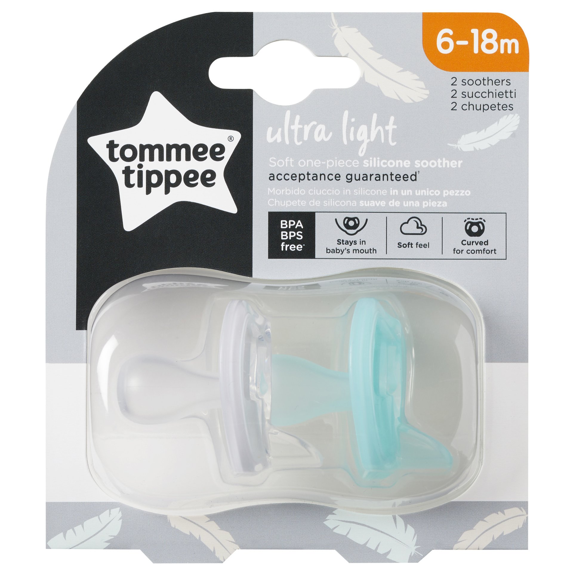 Tommee Tippee Ultra Light Silicone Soother Κωδ 433453 Πιπίλες Σιλικόνης από 6 Έως 18 Μηνών 2 Τεμάχια