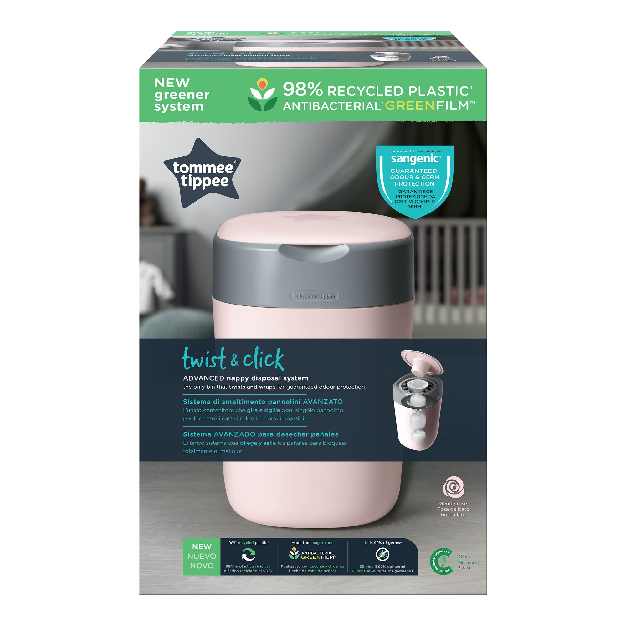 Tommee Tippee Tommee Tippee Twist & Click Κωδ 85101301 Κάδος Απόρριψης Πάνας 1 Τεμάχιο - Gentle Pink