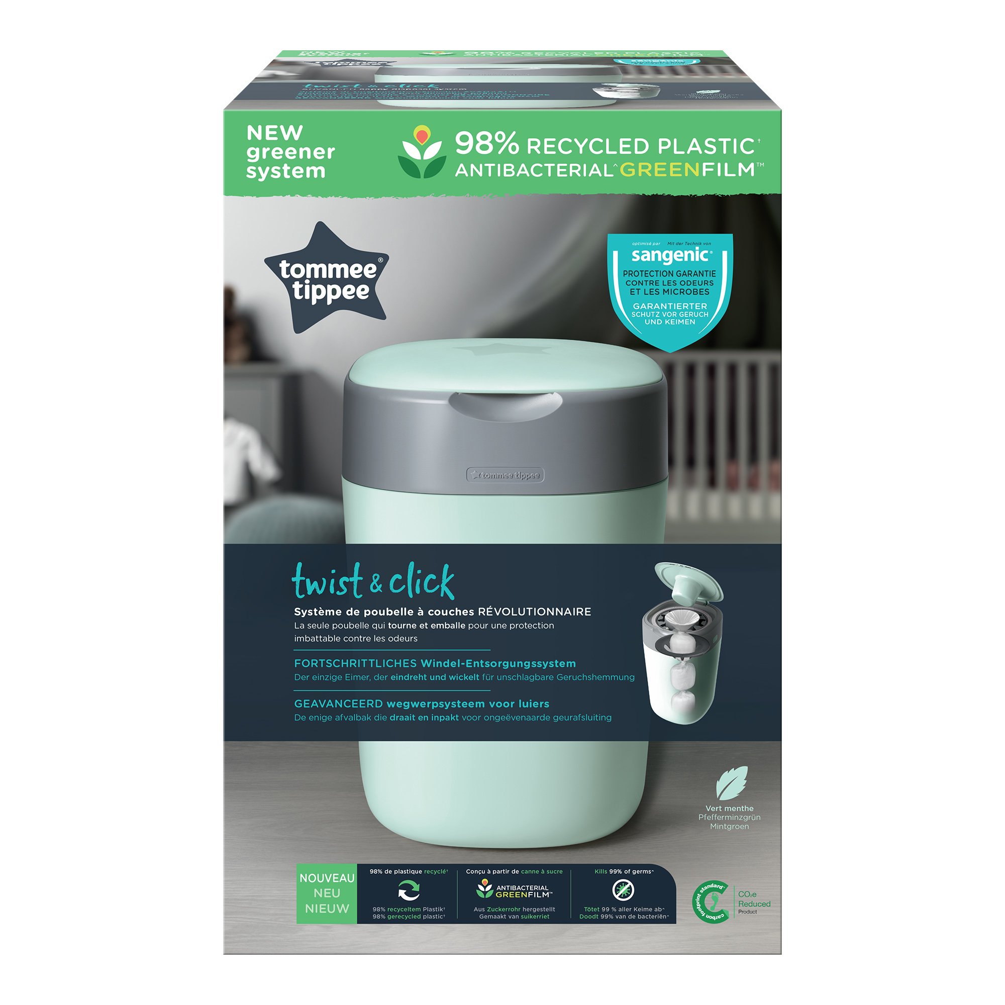 Tommee Tippee Twist & Click Κωδ 85102501 Κάδος Απόρριψης Πάνας 1 Τεμάχιο - Mint Green