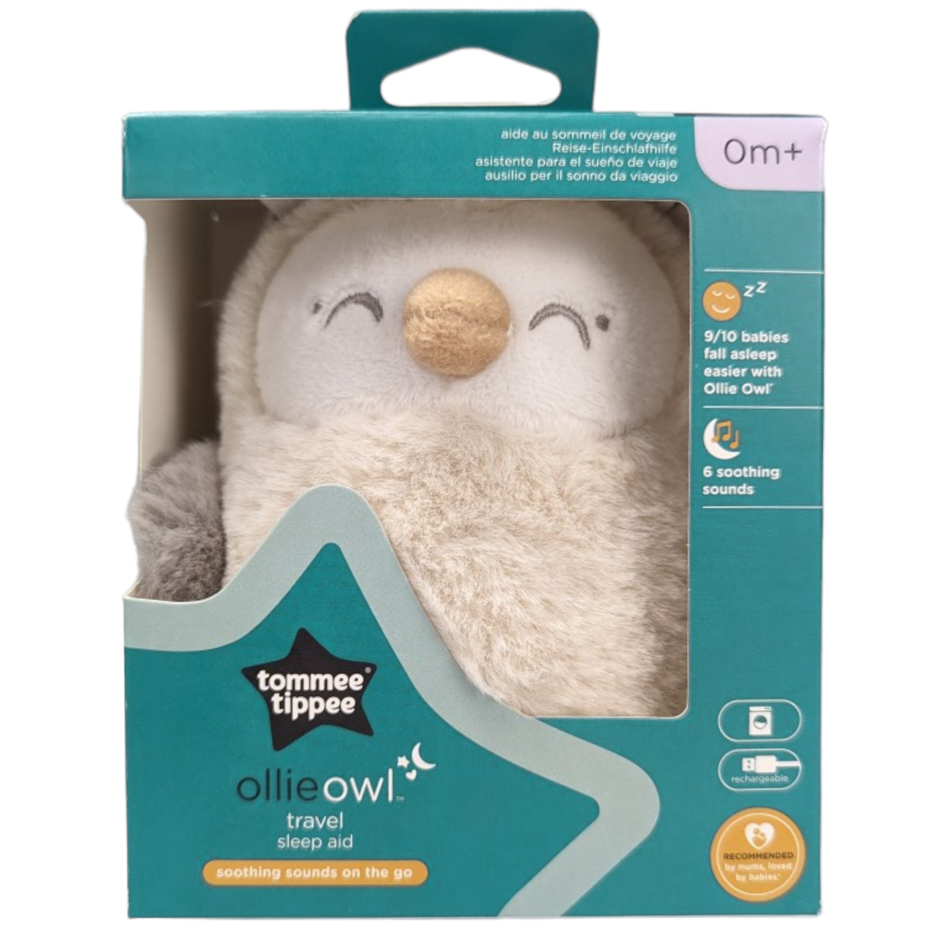 Tommee Tippee Travel Sleep Aid Ollie Owl 0m+, Βοήθημα Ύπνου με Ήχους & Ενσωματωμένο Νυχτερινό Φως 1 Τεμάχιο
