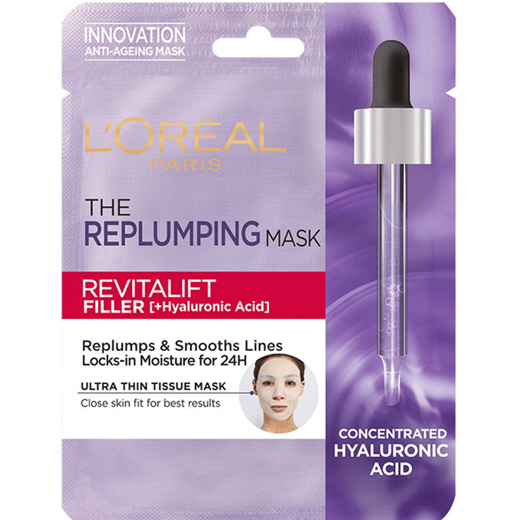 Loreal Paris L'oreal Paris Revitalift Filler the Replumping Mask Υφασμάτινη Μάσκα Προσώπου με Υαλουρονικό Οξύ για Ενυδάτωση & Σύσφιξη της Επιδερμίδας 30g
