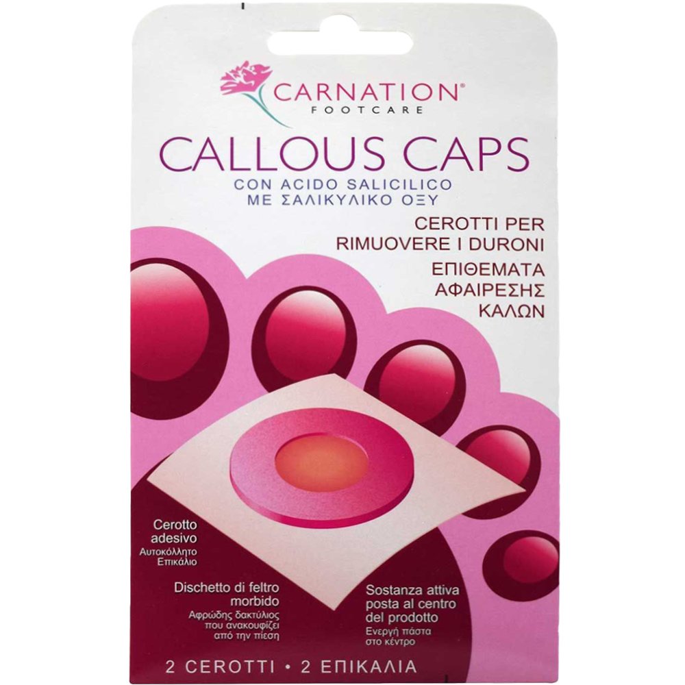 Carnation Carnation Callous Caps Επιθέματα Αφαίρεσης Κάλων με Σαλικυλικό Οξύ 2 Τεμάχια
