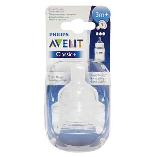 Avent Classic+ Θηλή Σιλικόνης με 3 Οπές 3+ Μηνών 2τμχ