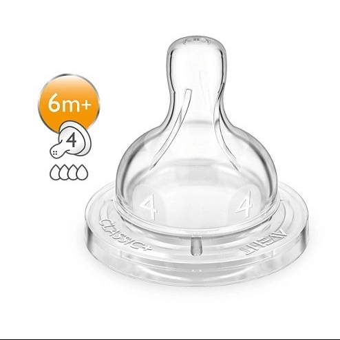 Avent Classic+ Θηλή Σιλικόνης με 4 Οπές 6m+ Μηνών 2τμχ SCF634/27