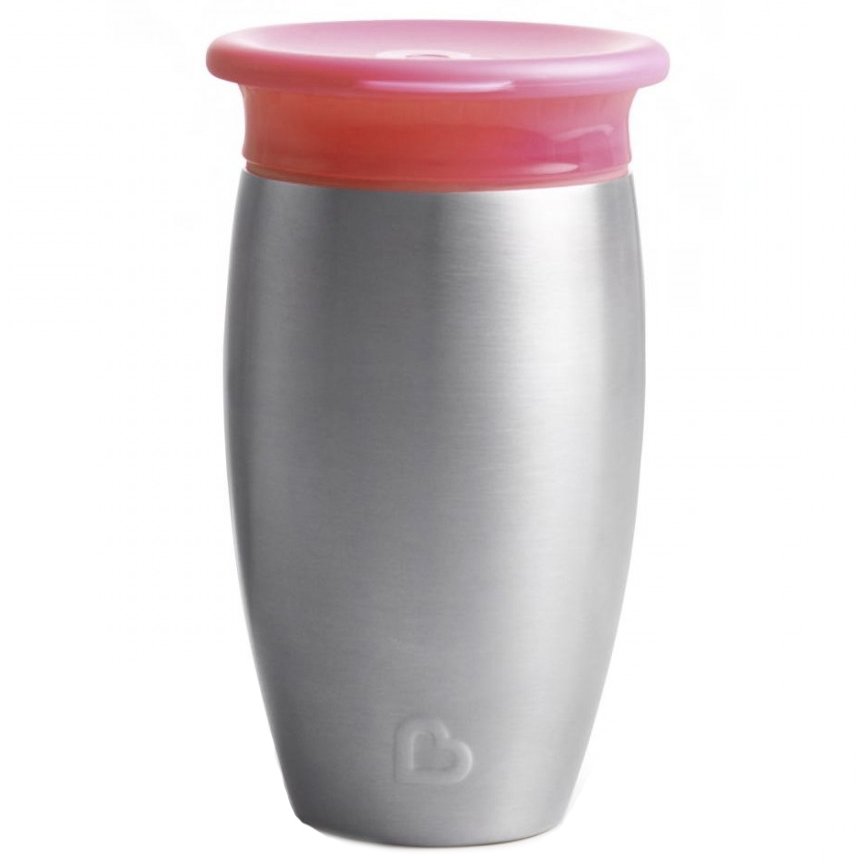 Munchkin Miracle 360 Stainless Steel Cup 12m+ Παιδικό Ανοξείδωτο Κύπελλο - Θερμός 296ml - Ροζ