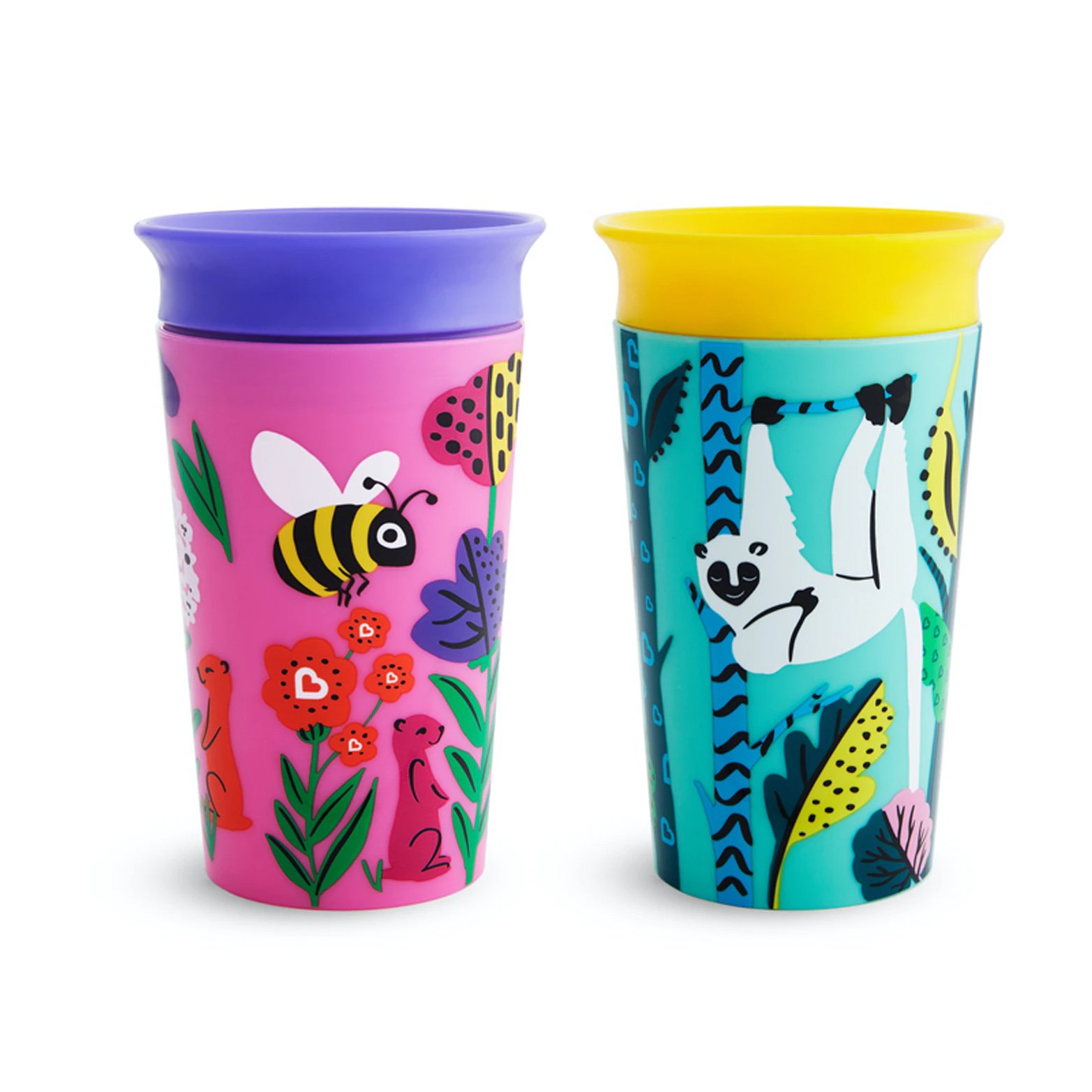 Munchkin Miracle 360° Cup Lemur / Bee Παιδικά Εκπαιδευτικά Ποτηράκια Λεμούριος / Μέλισσα, 266ml 2 Τεμάχια