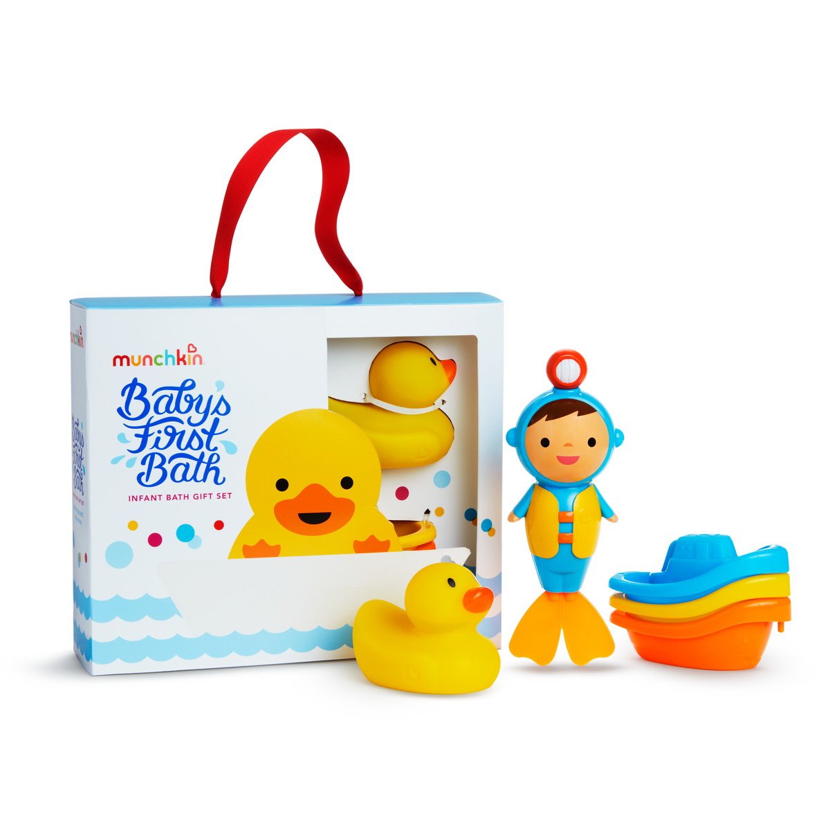 Munchkin Munchkin Baby's 1st Bath Gift Set Σετ Δώρου με Βρεφικά Παιχνίδια Μπάνιου “Το Πρώτο μου Μπάνιο”