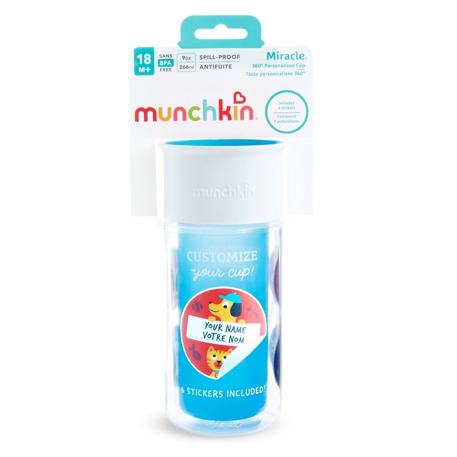 Munchkin Miracle 360 Insulated Sticker Cup Κύπελο Θερμός Μπλε 266ml