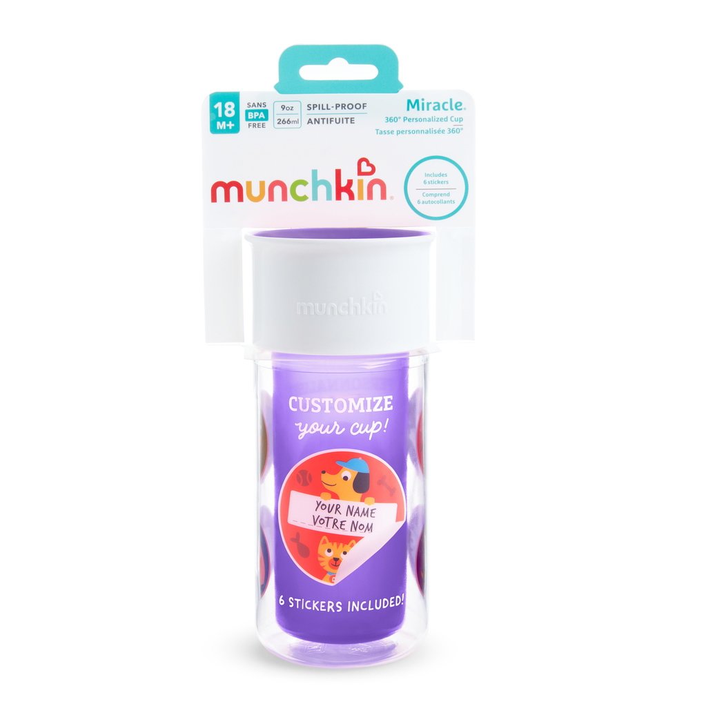 Munchkin Miracle 360 Insulated Sticker Cup Κύπελλο Θερμός Μωβ 266ml
