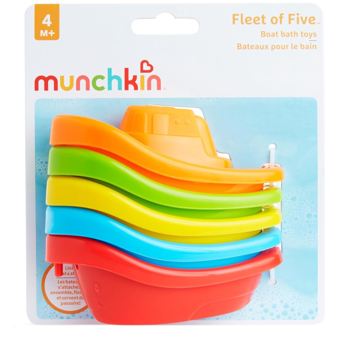 Munchkin Fleet of Five Float & Pour Bath Boats 4m+ Παιδικό Παιχνίδι Μπάνιου με Βαρκούλες σε Διάφορα Χρώματα 1 Τεμάχιο