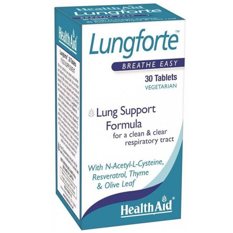 Health Aid Lungforte Lung Support Formula Συμπλήρωμα Διατροφής, Καθαρισμός της Αναπνευστικής Οδού & Θωράκιση Ανοσοποιητικού 30Ts