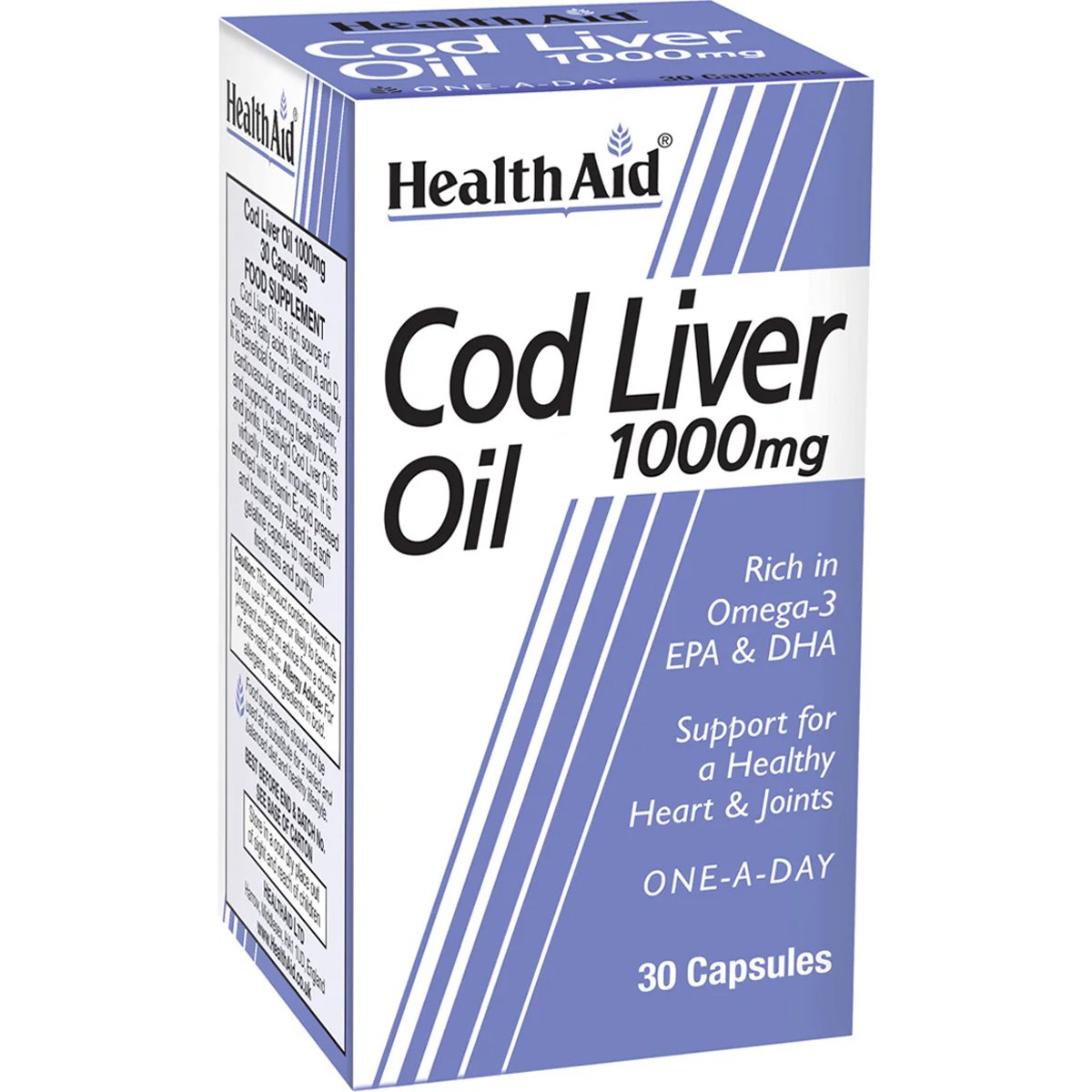 Health Aid Health Aid Cod Liver Oil 1000mg Συμπλήρωμα Διατροφής Μουρουνέλαιου Πλούσιο σε Ω3 & Βιταμινών για τη Διατήρηση της Υγείας της Καρδιάς, του Εγκεφάλου & της Όρασης με Αντιοξειδωτική Δράση 30caps