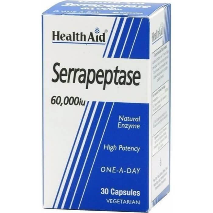 Health Aid Serrapeptase 60.000iu Συμπλήρωμα Διατροφής που Συμβάλλει στην Φυσική Υποστήριξη των Αρθρώσεων & των Μυών 30caps