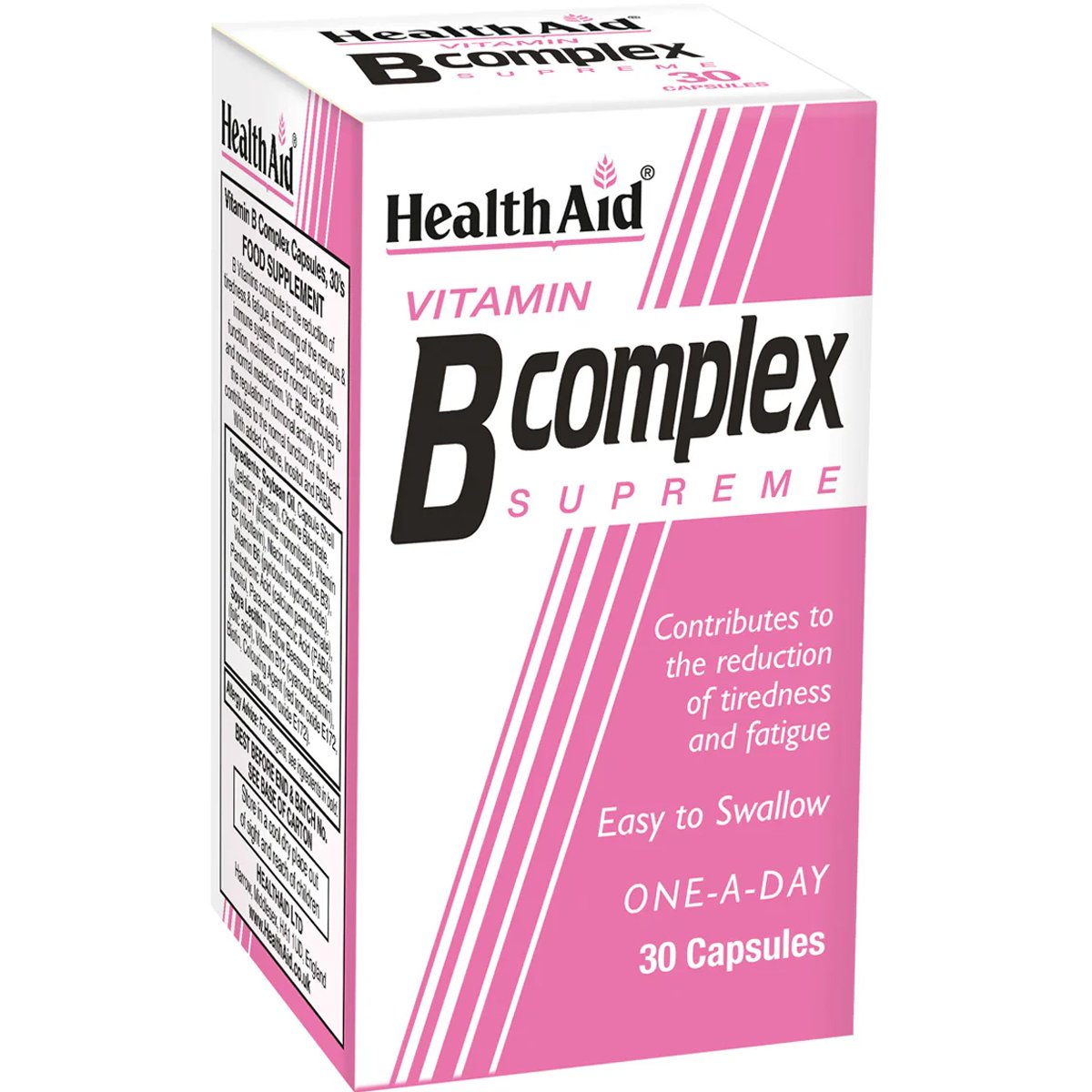 Health Aid Health Aid B Complex Supreme Συμπλήρωμα Διατροφής Συμπλέγματος Βιταμινών Β για την Καλή Υγεία του Νευρικού Συστήματος, Κατά της Κόπωσης για Αυξημένα Επίπεδα Ενέργειας 30caps