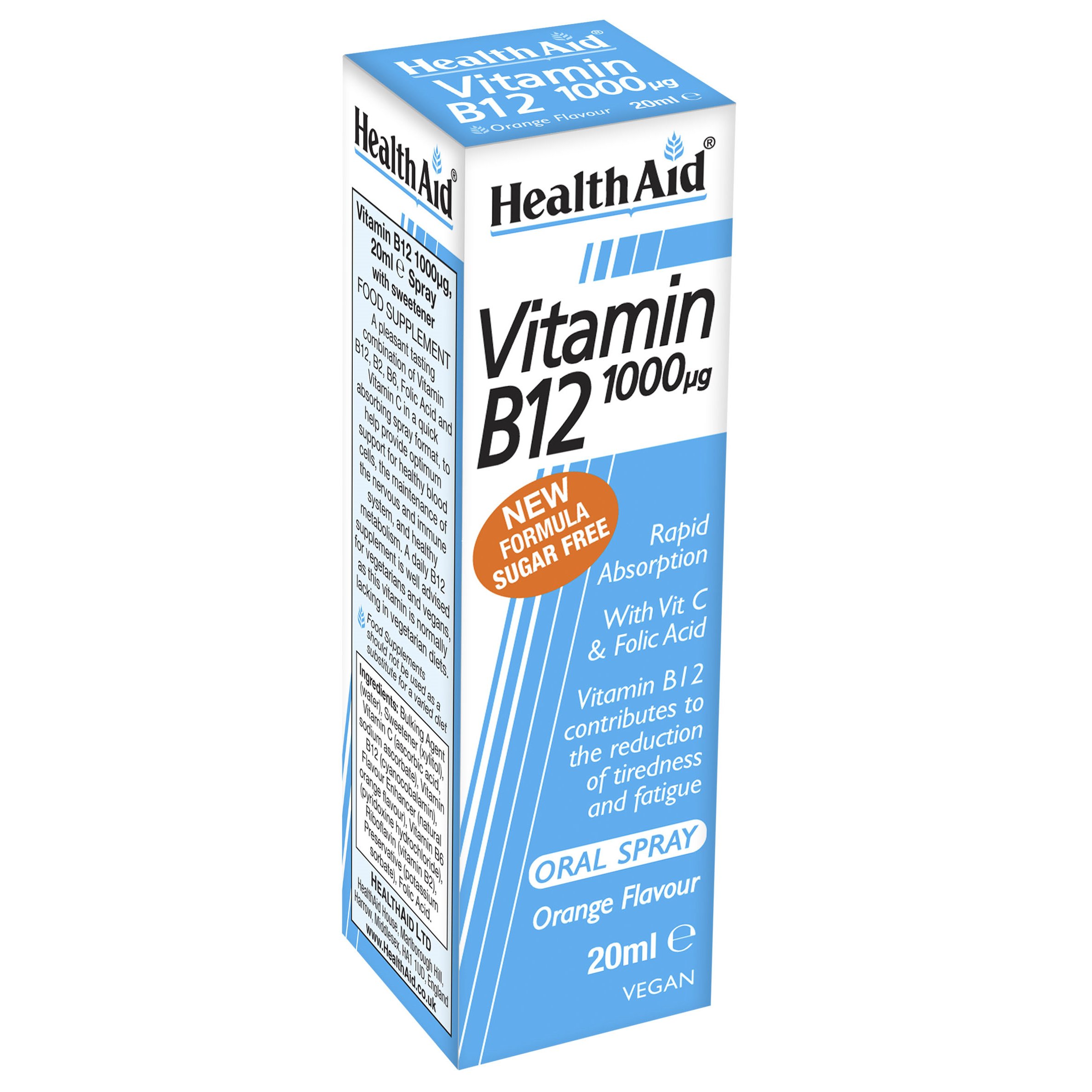 Health Aid Vitamin B12 1000mg Spray for Rapid Absorption Βιταμίνη B12 σε Μορφή Spray για Γρήγορη Απορρόφηση 20ml