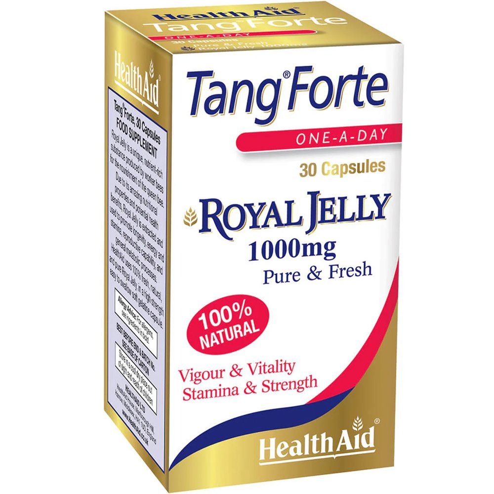 Health Aid Health Aid Tang Forte Royal Jelly 1000mg΄Συμπλήρωμα Διατροφής με 100% Φυσικό Βασιλικό Πολτό & Βιταμίνη Ε με Αντιγηραντικές Ιδιότητες, για Ενέργεια, Τόνωση του Ανοσοποιητικού & Συνολική Ενίσχυση του Οργανισμού 30caps