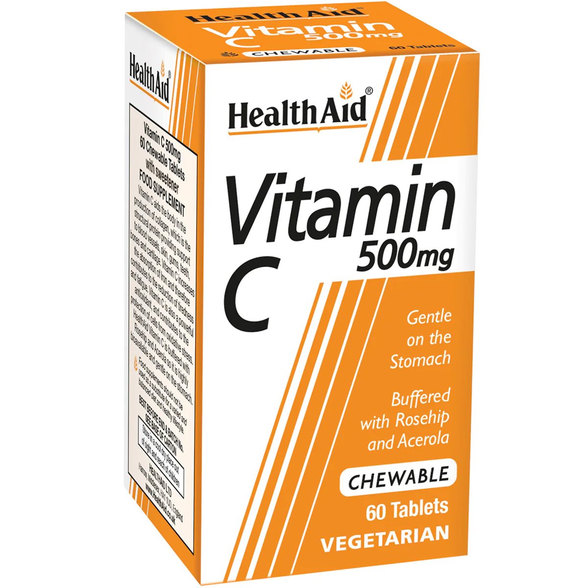 Health Aid Health Aid Vitamin C 500mg Συμπλήρωμα Διατροφή Βιταμίνης C για Ενίσχυση του Ανοσοποιητικού με Φυσική Γεύση 60 Chew.tabs