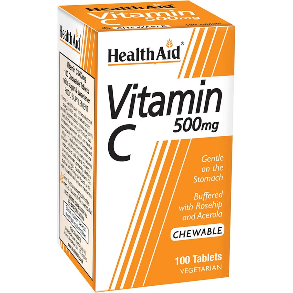 Health Aid Vitamin C 500mg Συμπλήρωμα Διατροφή Βιταμίνης C για Ενίσχυση του Ανοσοποιητικού με Φυσική Γεύση 100 Chew.tabs