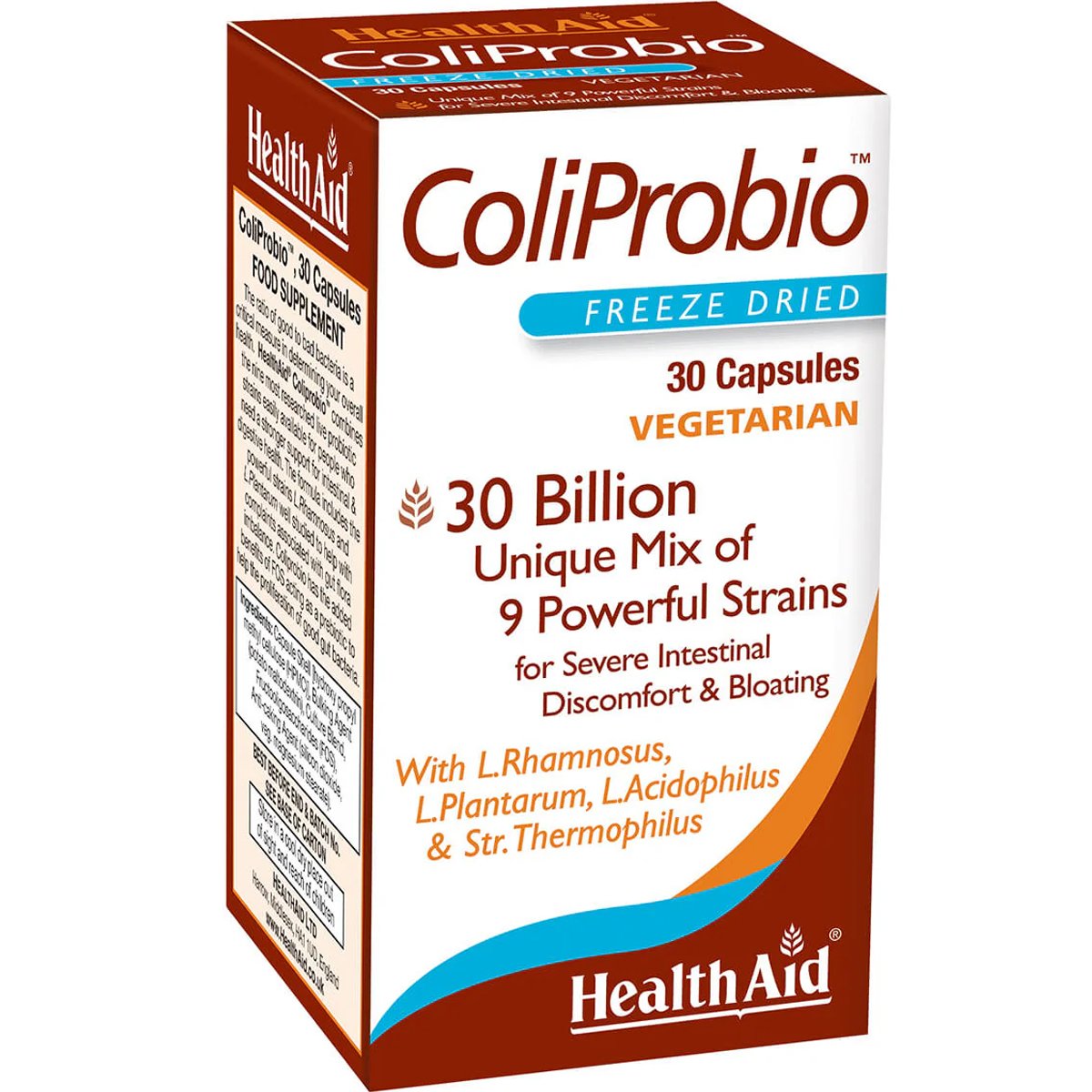 Health Aid ColiProbio (30 Billion) Συμπλήρωμα Διατροφής 9 Προβιοτικών Στελεχών Υψηλής Ισχύος & Πρεβιοτικών για την Καλή Υγεία του Γαστρεντερικού Συστήματος & Ισορροπία της Βακτηριακής Χλωρίδας του Εντέρου 30caps