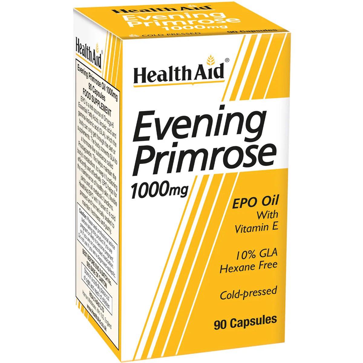 Health Aid Evening Primrose 1000mg Συμπλήρωμα Διατροφής με Έλαιο Νυχτολούλουδου, Βιταμίνη Ε & GLA για Ορμονική Ισορροπία με Ισχυρές Αντιγηραντικές & Αντιοξειδωτικές Ιδιότητες 90caps