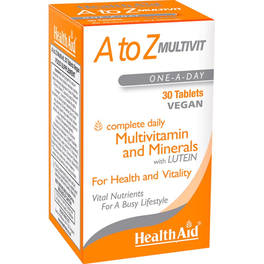 Health Aid Health Aid A to Z Multivitamin & Minerals Συμπλήρωμα Διατροφής Πολυβιταμινών & Μετάλλων για Ενέργεια, Τόνωση & Γερό Ανοσοποιητικό 30tabs