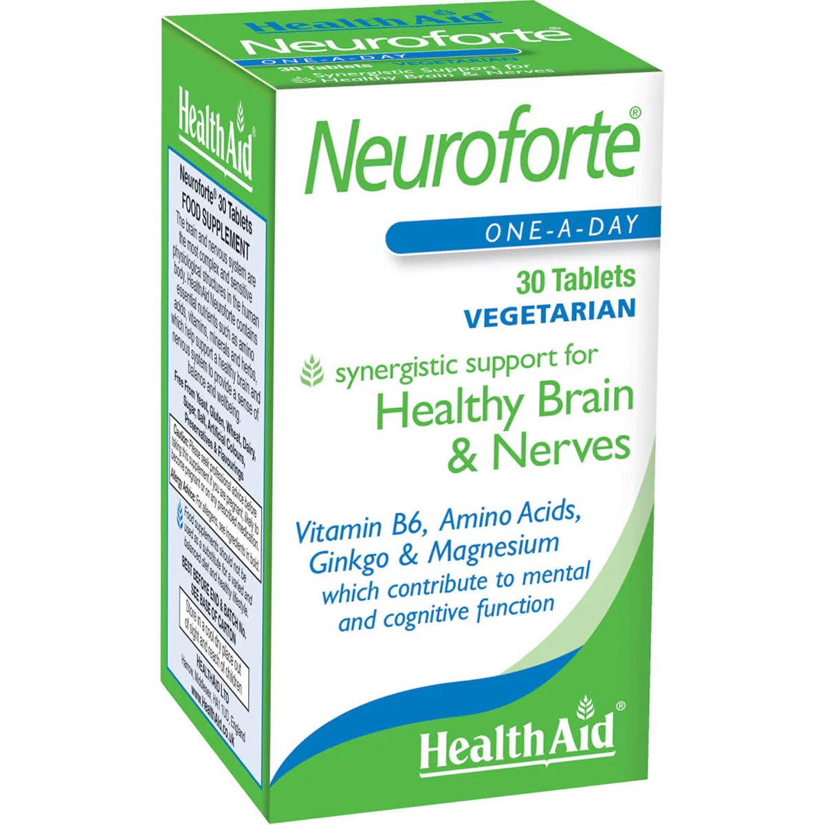 Health Aid Neuroforte Συμπλήρωμα Διατροφής Βιταμινών, Αμινοξέων, Μαγνησίου & Εκχυλίσματος Τζίνγκο Μπιλόμπα για την Καλή Λειτουργία του Εγκεφάλου & του Νευρικού Συστήματος 30tabs