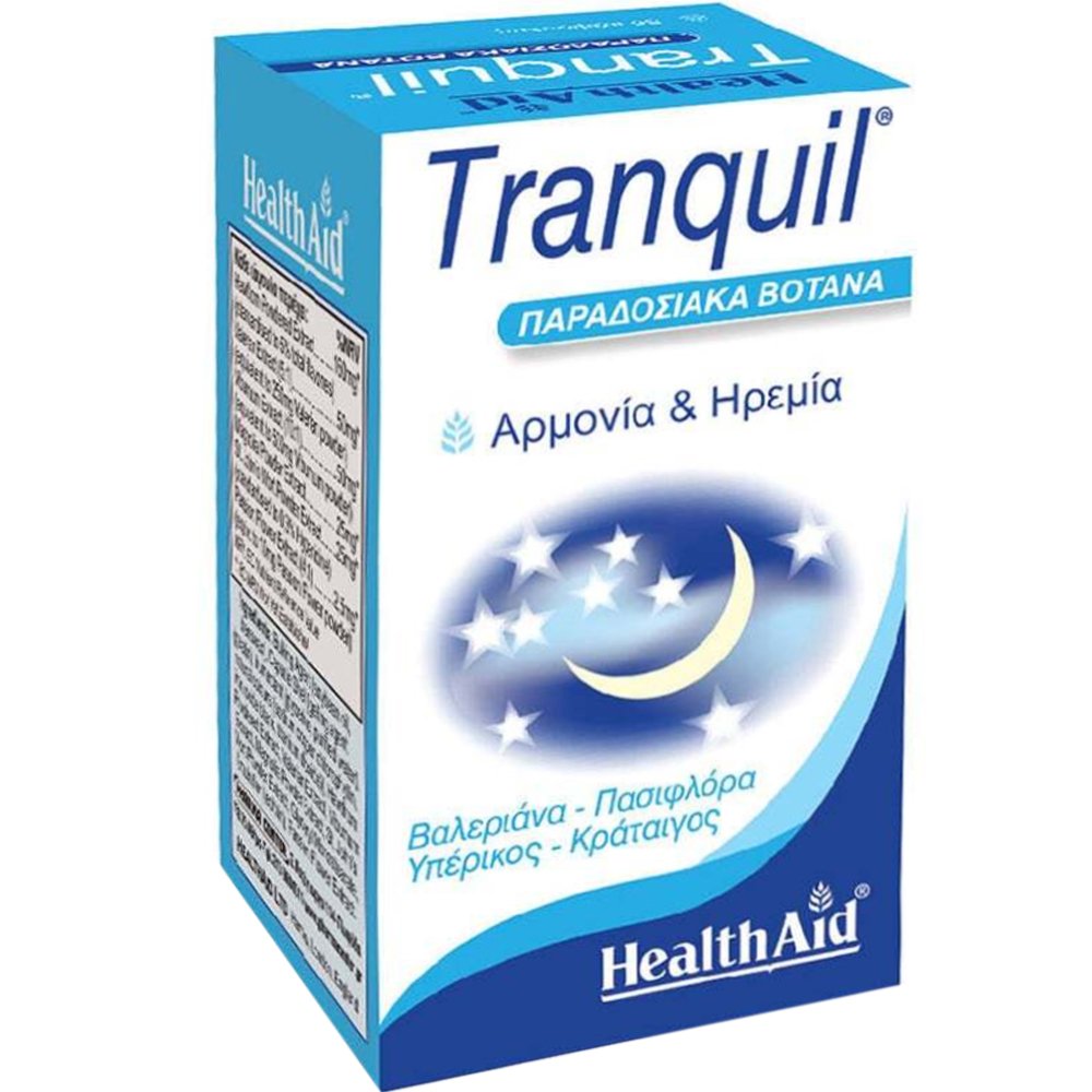 Health Aid Health Aid Tranquil Συμπλήρωμα Διατροφής Εκχυλίσματος Βοτάνων για την Αντιμετώπιση του Άγχος & της Αϋπνίας 30caps