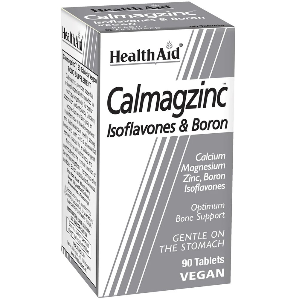 Health Aid Health Aid Calmagzinc Isoflavones & Boron Συμπλήρωμα Διατροφής Μετάλλων Χηλικής Μορφής & Ισοφλαβόνων Σόγιας για Ολοκληρωμένη Υποστήριξη των Οστών Χωρίς να Επιβαρύνει το Στομάχι 90tabs