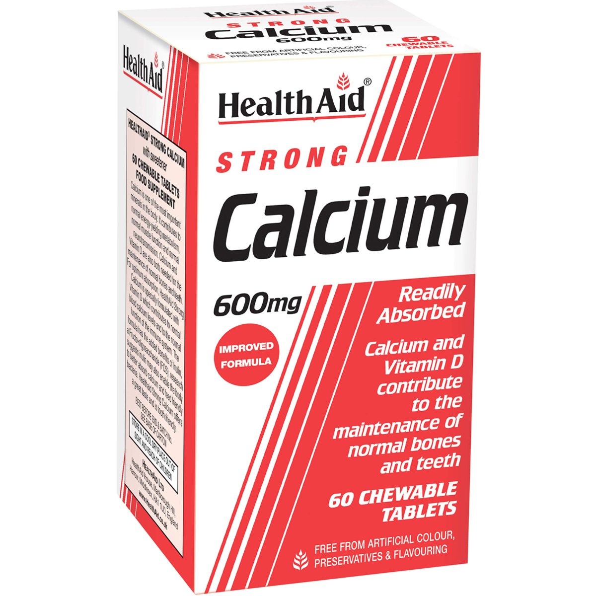 Health Aid Calcium Strong 600mg Συμπλήρωμα Διατροφής Ασβεστίου, Βιταμίνης D3 & Πρεβιοτικών για την Καλή Υγεία των Οστών & Δοντιών 60 Chew.tabs