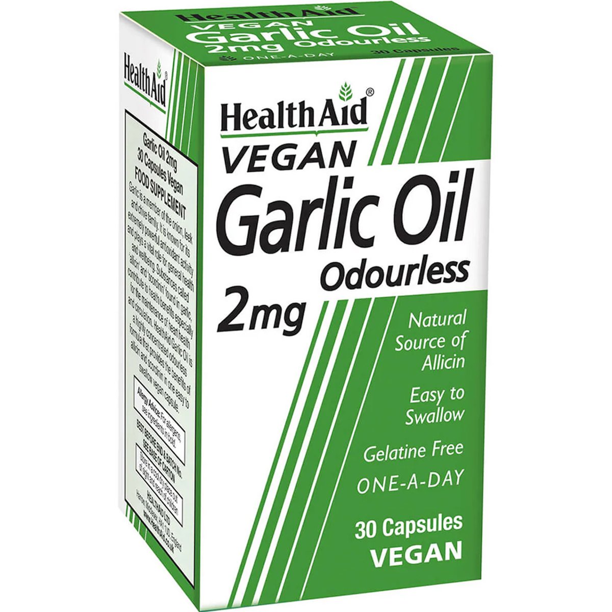 Health Aid Health Aid Vegan Garlic Oil Odourless 2mg Συμπλήρωμα Διατροφής Άοσμου Έλαιου Σκόρδου για την Καλή Υγείας της Καρδιάς & του Κυκλοφορικού, Ενίσχυση του Ανοσοποιητικού Συστήματος, Βελτίωση της Πέψης & Διατήρηση της Χοληστερόλης σε Υγιή Επίπεδα 30caps