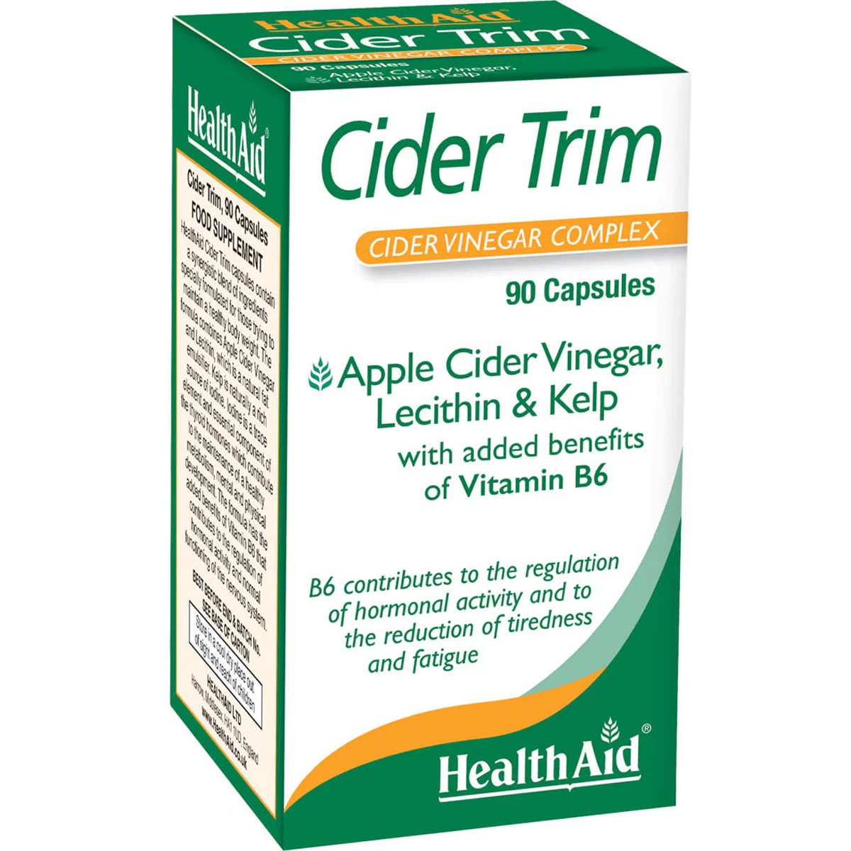 Health Aid Health Aid Cider Trim Συμπλήρωμα Διατροφής Συνεργιστικής Φόρμουλας Μηλόξυδου, Λεκιθίνης, Βιταμίνης Β6 & Φυκιού Kelp για Ενεργοποίηση Μεταβολισμού, Αποτοξίνωση & Απώλεια Βάρους 90caps
