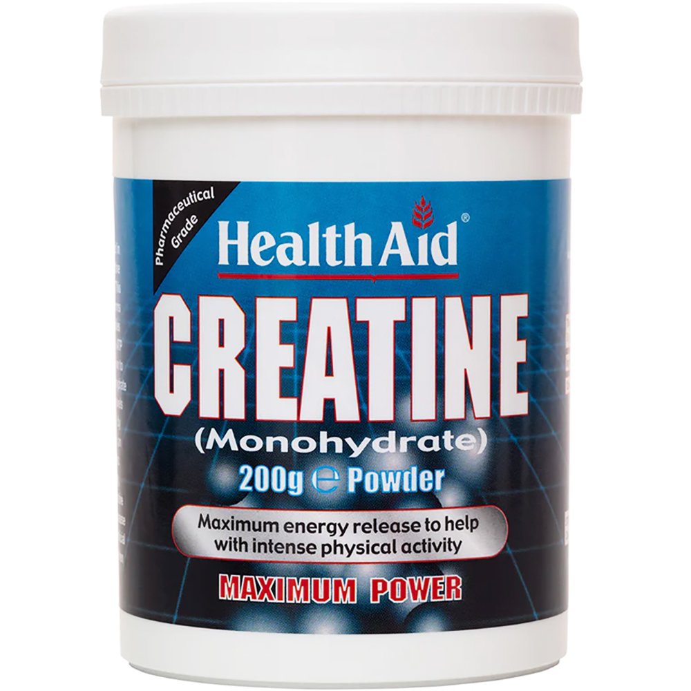 Health Aid Health Aid Creatine Monohydrate Συμπλήρωμα Διατροφής Κρεατίνης Υψηλής Καθαρότητας Μονοϋδρικής Μορφής για Ενέργεια Κατά την Προπόνηση & Αύξηση της Μυϊκής Μάζας Χωρίς Γεύση 200g