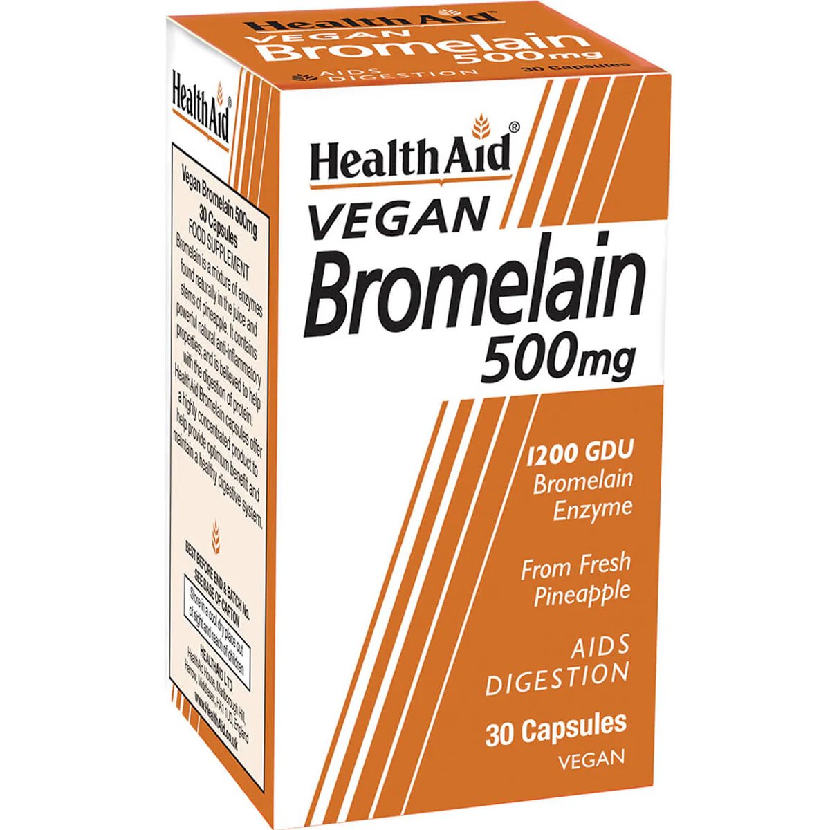Health Aid Vegan Bromelain 500mg Συμπλήρωμα Διατροφής Ενζύμου Βρομελαΐνης από Ανανά για Ενίσχυση της Πέψης με Αντιφλεγμονώδεις Ιδιότητες 30caps