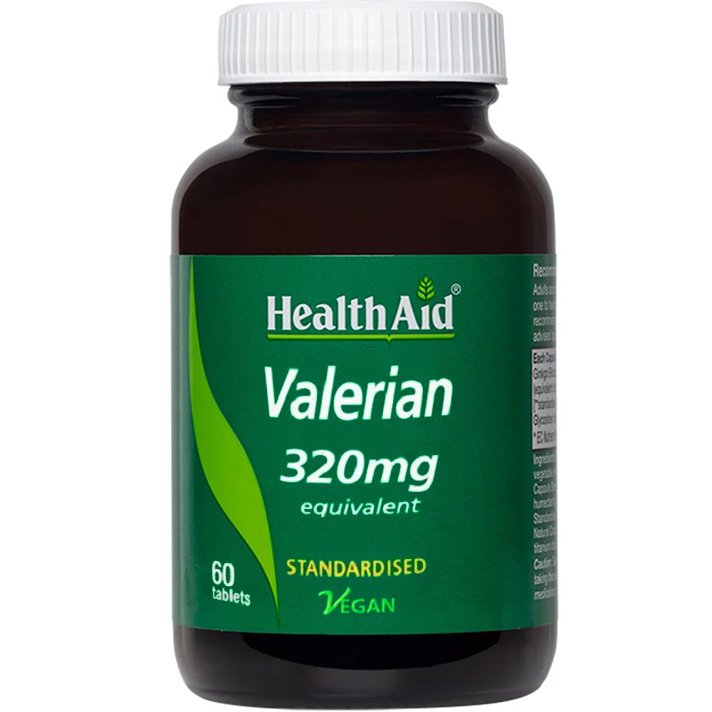 Health Aid Health Aid Valerian 320mg Συμπλήρωμα Διατροφής Εκχυλίσματος & Σκόνης Ρίζας του Βοτάνου Βαλεριάνας για την Αντιμετώπιση Αϋπνίας, Έντονου Άγχους & Κούρασης 60tabs