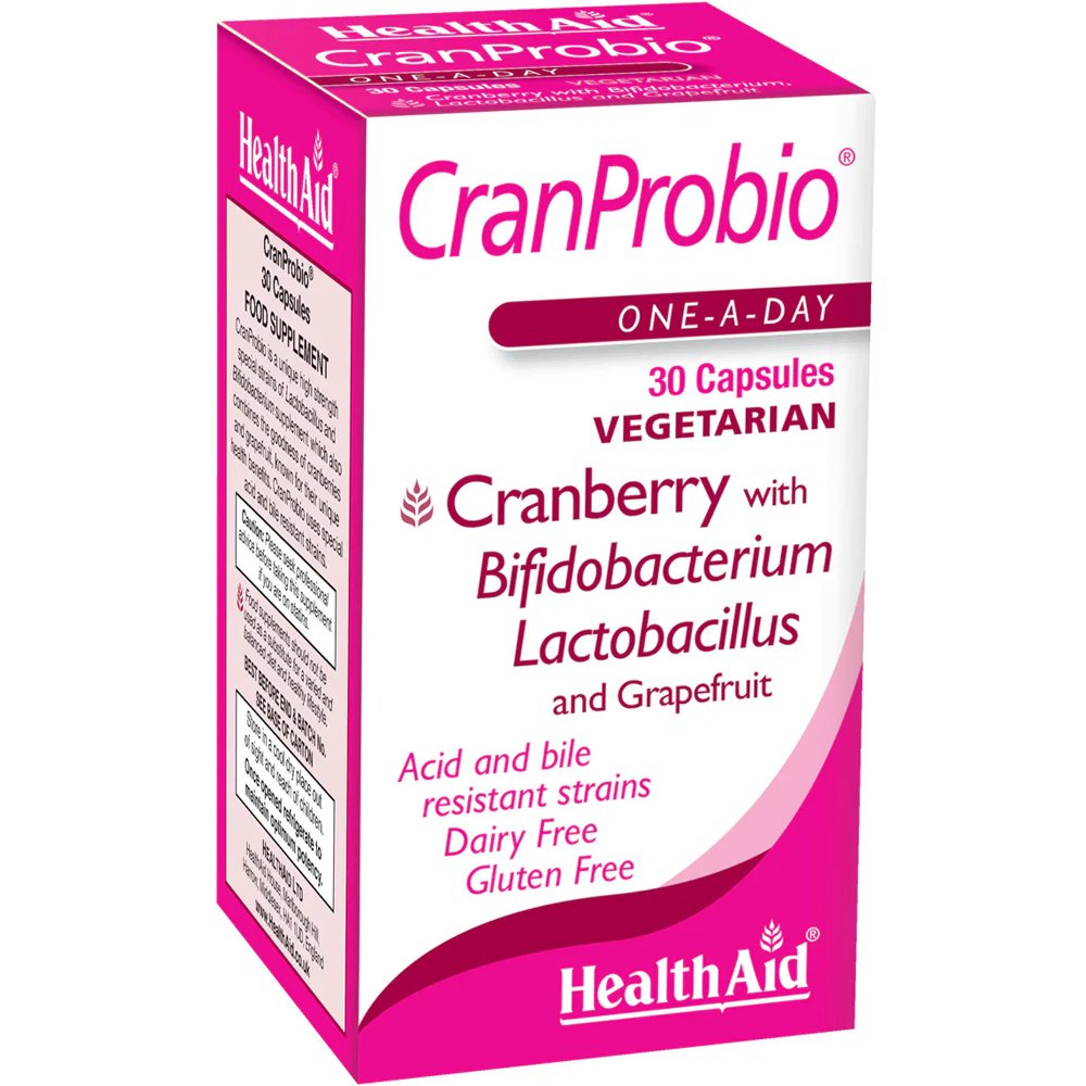 Health Aid Health Aid CranProbio Συμπλήρωμα Διατροφής Εκχυλίσματος Κράνμπερι, Προβιοτικών & Σκόνης Grapefruit για την Καλή Υγεία του Ουροποιητικού Συστήματος & Ισορροπία της Μικροβιακής Χλωρίδας του Κόλπου 30caps
