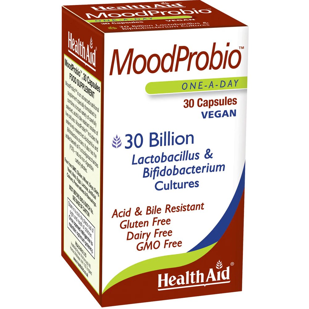 Health Aid MoodProbio Συμπλήρωμα Διατροφής Προβιοτικών για την Υποστήριξη της Ψυχικής Υγείας & της Διάθεσης Μέσω της Ισορροπίας των Βακτηρίων του Εντέρου 30caps